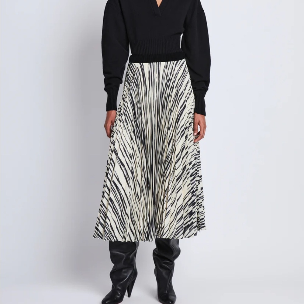 Proenza Schouler Korine Skirt in Printed Sheer Pleated Chiffon